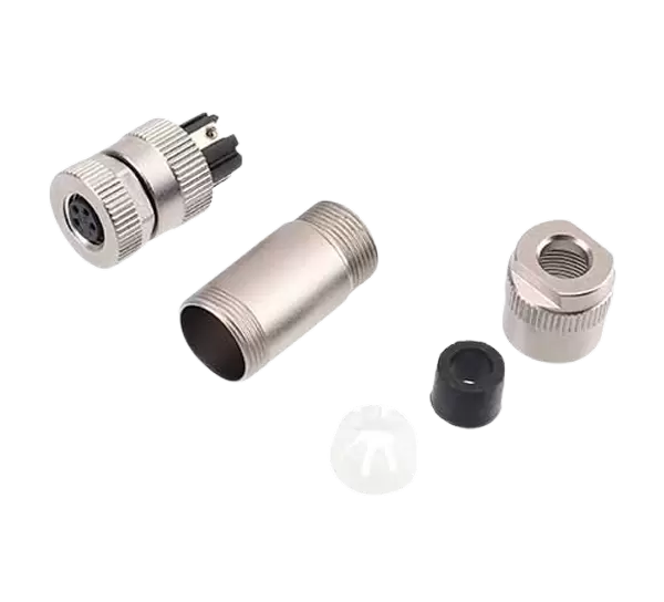 M8 rechte vrouwelijke metalen geassembleerde plug (schroefaansluiting)