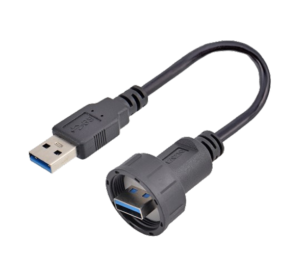 USB mannelijk naar mannelijk overgoten met kabel (met schroefdraad)